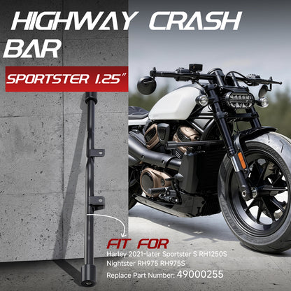 Flat-Out Engine Guard Highway Front Crash Bar for 2021-Later Harley Sportster Nightster RH1250S RH975 RH975S