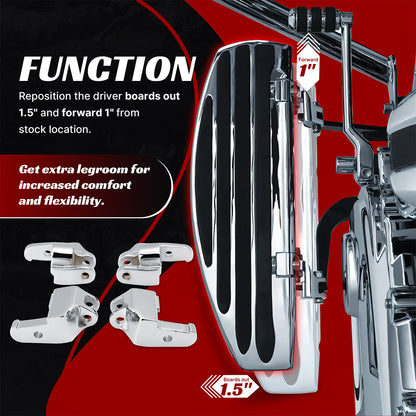 Driver Floorboard Relocation Brackets for Harley Touring 1997-2016