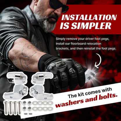 Driver Floorboard Relocation Brackets for Harley Touring 1997-2016