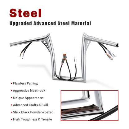 For Harley Softail/Dyna/Sportster/Road King 1996-2006 Bat Wing Meathook Pre-wired Ape Hangers