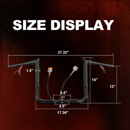 For Harley Touring 1996-2006 1.5 Inch Meathook Pre-wired Handlebars