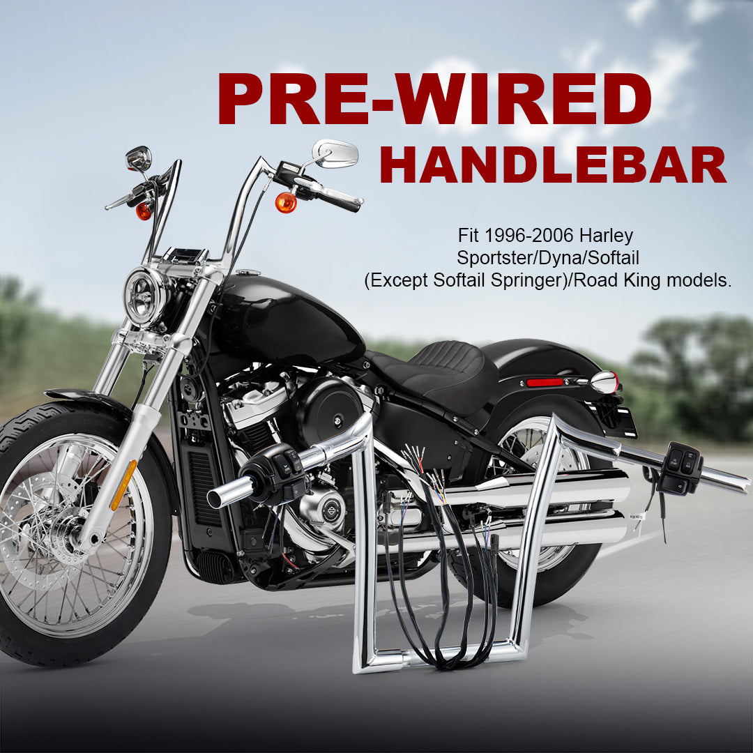 For Harley 1996-2006 Pre-wired Handlebar with Switch Control Kit