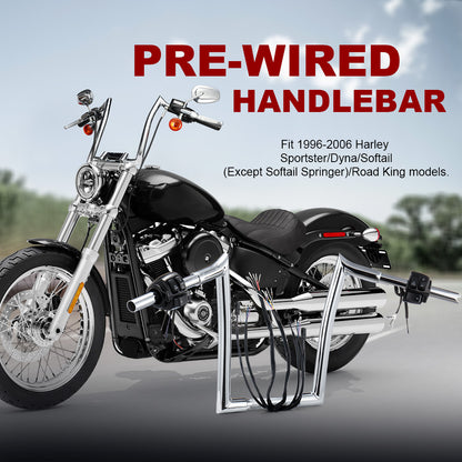 For Harley 1996-2006 Pre-wired Handlebar with Switch Control Kit