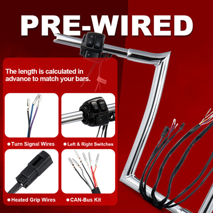 For Harley 1996-2006 Pre-wired Handlebar with Switch Control Kit