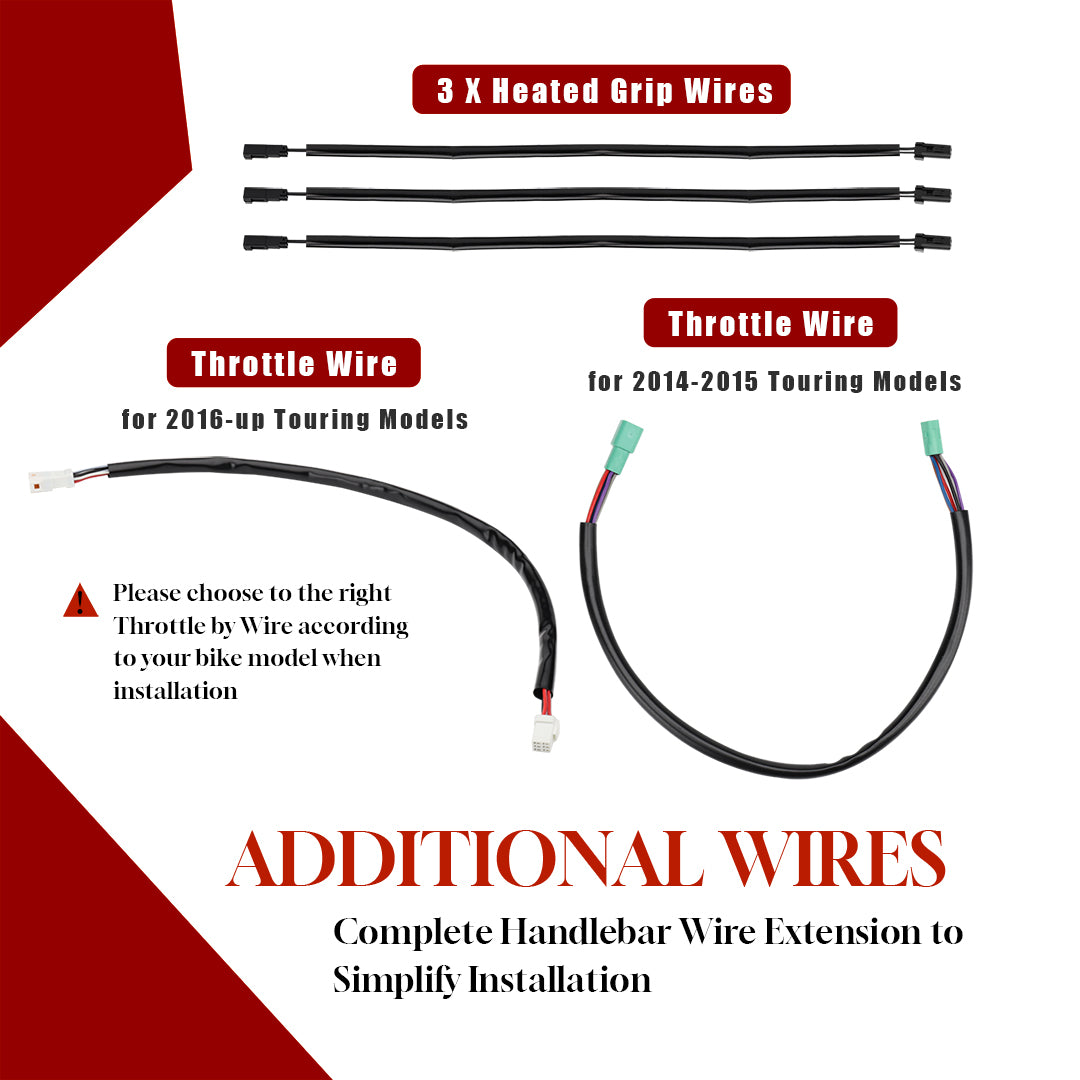 For Harley Road Glide 2014-2023 1.5 Inch Fat Meathook Ape Hangers with Pre-wired CAN-Bus Wire and Guiding Line