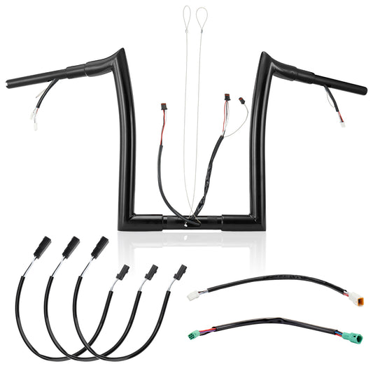 For Harley Road Glide 2014-2023 1.5 Inch Fat Meathook Ape Hangers with Pre-wired CAN-Bus Wire and Guiding Line