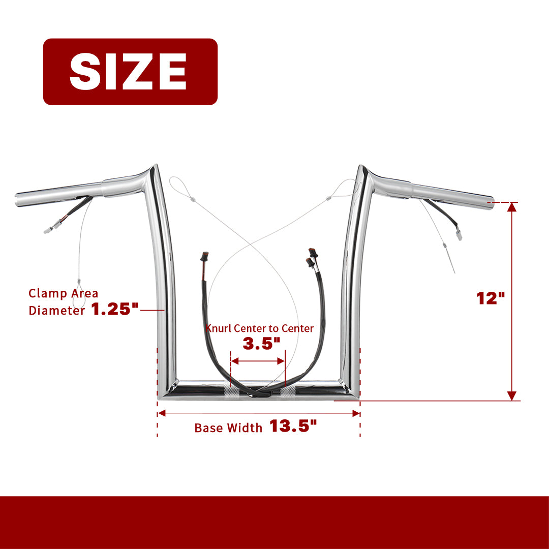 For Harley Road Glide 2014-2023 1.25 Inch Fat Ape Hangers with CAN-Bus and Guiding Line