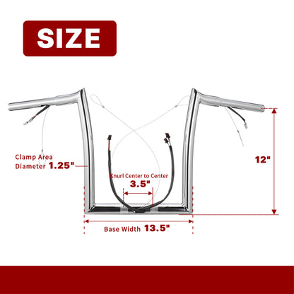 For Harley Road Glide 2014-2023 1.25 Inch Fat Ape Hangers with CAN-Bus and Guiding Line