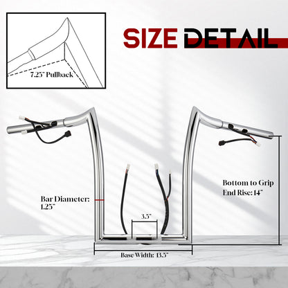 For Harley Road Glide 2023-Later Meathook Prewired Handlebars with CAN-Bus & TBW Wires