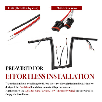 For Harley Road King 2016-2023 Pre-wired Handlebars with Can-Bus & TBW Wires Kit