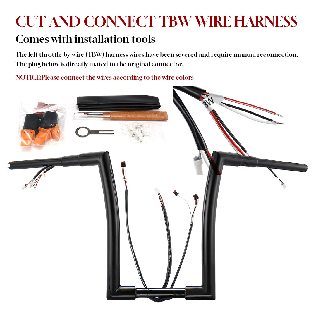 For Harley Road King 2016-2023 Pre-wired Handlebars with Can-Bus & TBW Wires Kit