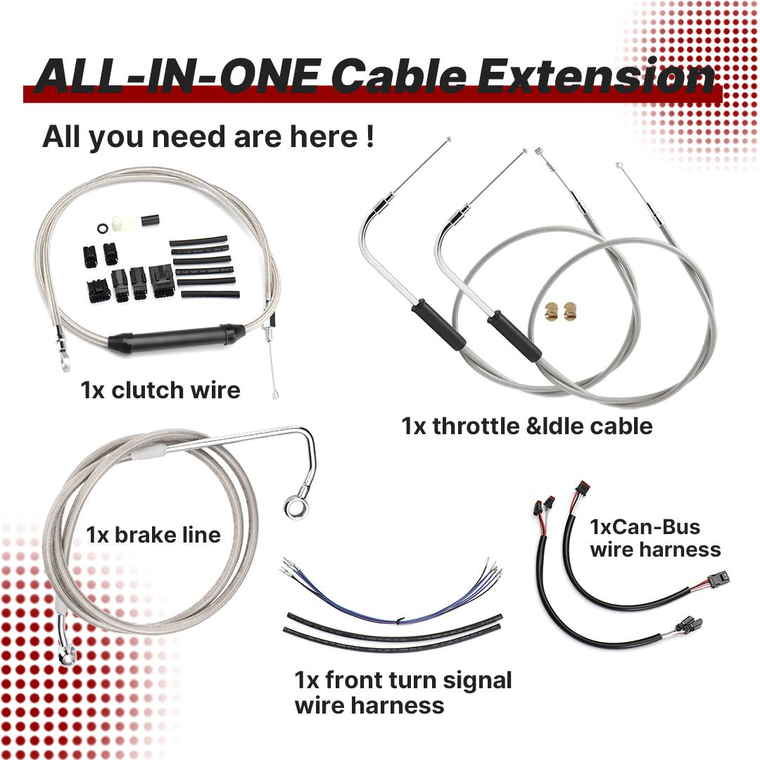For Harley Softail 2011-2015 12/14/16 Inch Extended Cable Kits with ABS