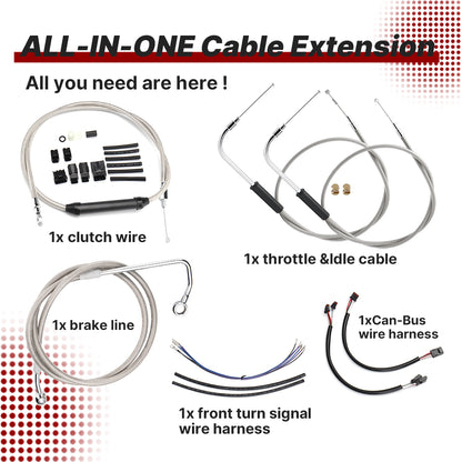 For Harley Softail 2011-2015 12/14/16 Inch Extended Cable Kits with ABS