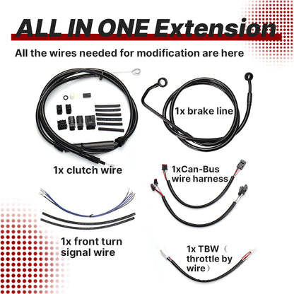 For Harley Softail 2016-2017 Extended Cable Kit with Throttle Clutch Brake Line CAN-Bus Front Turn Signal Wires fit ABS Models