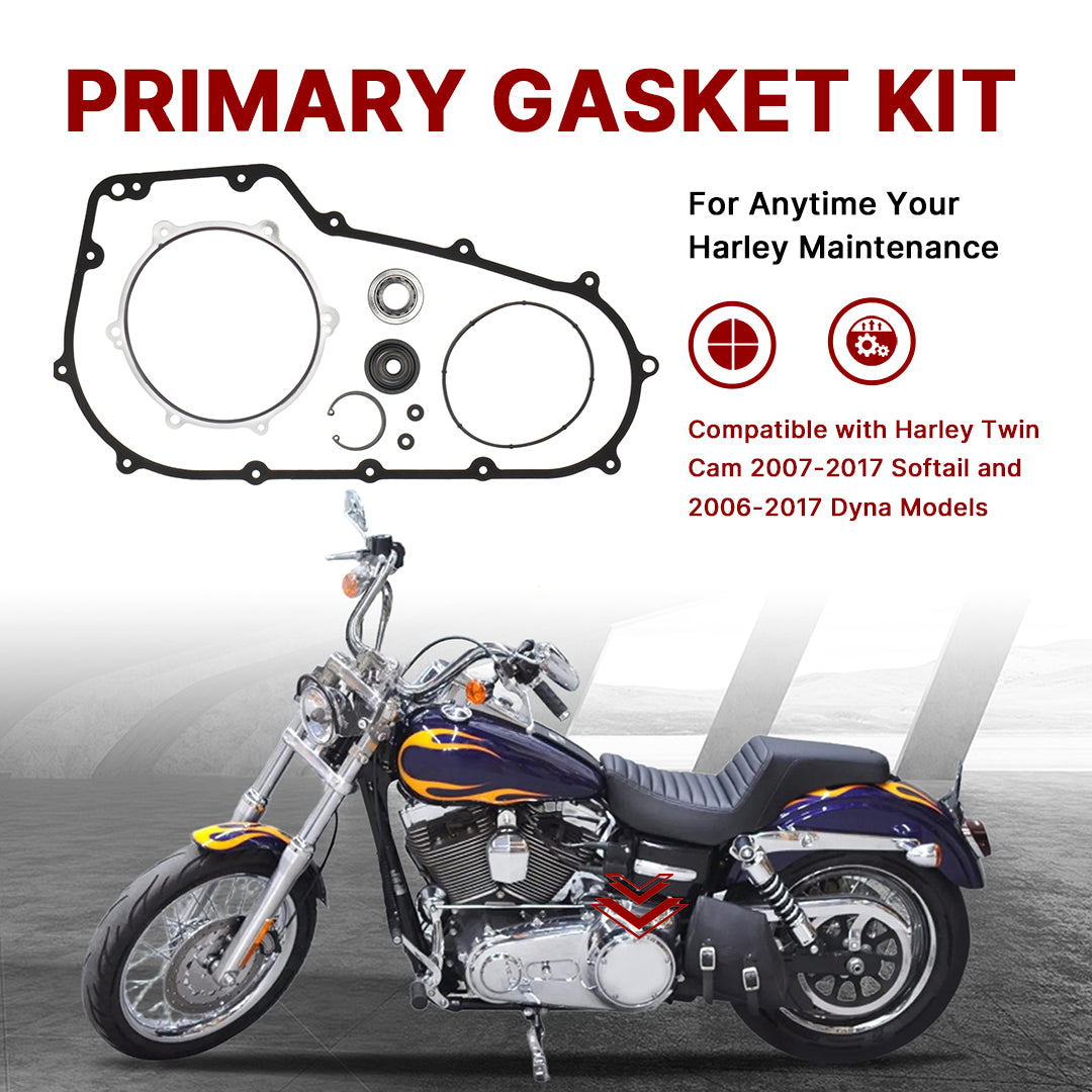 For Harley Softail/Dyna 2006-2017 Twin Cam Primary Cover Gasket & Inner Primary Bearing Seal Kit