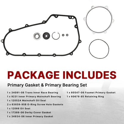 For Harley Softail/Dyna 2006-2017 Twin Cam Primary Cover Gasket & Inner Primary Bearing Seal Kit