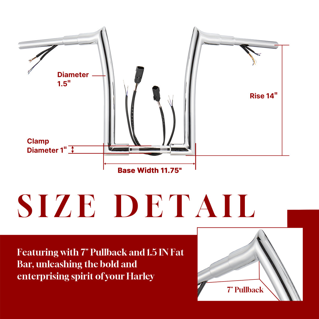 For Harley Softail/Dyna/Sportster 2007-2013 Meathook Prewired Handlebars