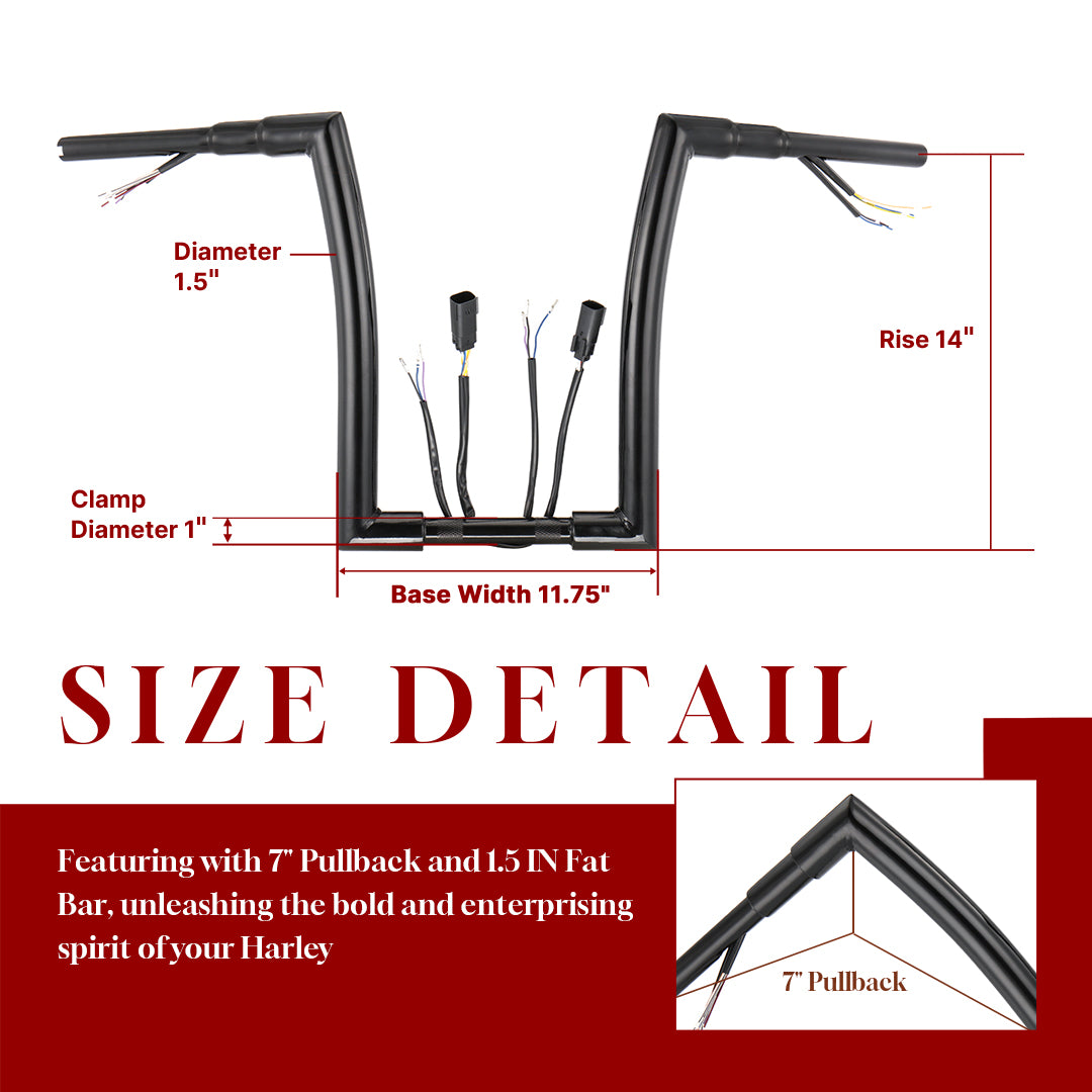 For Harley Softail/Dyna/Sportster 2007-2013 Prewired Handlebars with CAN-Bus and Turn Signal Wire Harness