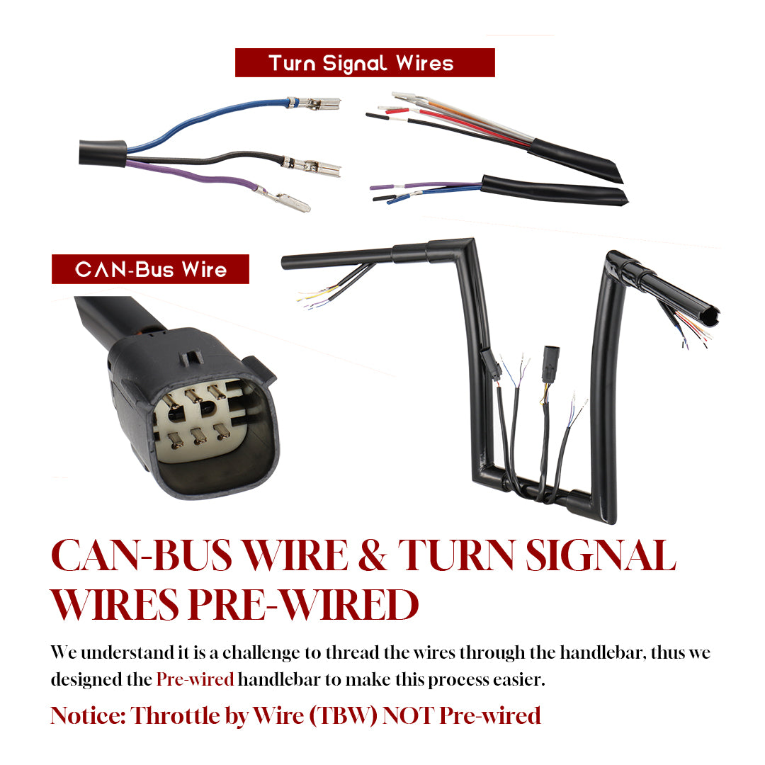 For Harley Softail/Dyna/Sportster 2007-2013 Prewired Handlebars with CAN-Bus and Turn Signal Wire Harness