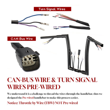 For Harley Softail/Dyna/Sportster 2007-2013 Prewired Handlebars with CAN-Bus and Turn Signal Wire Harness
