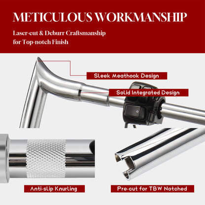 For Harley Softail/Dyna/Sportster/Road King 1996-2006 Meathook Prewired Handlebars