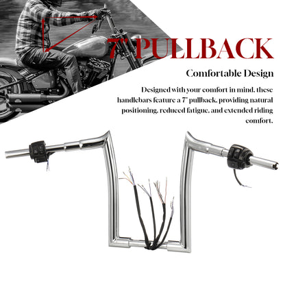 For Harley Softail/Dyna/Sportster/Road King 1996-2006 Meathook Prewired Handlebars