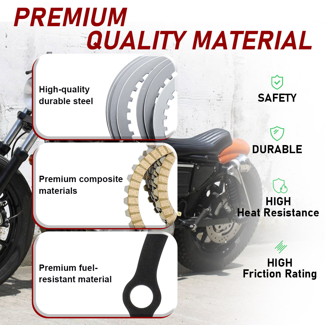 For Harley Sportster 2004-2017 Extra Clutch Plate Friction Steel Clutch Kit and Primary Cover Gasket Seal Kit