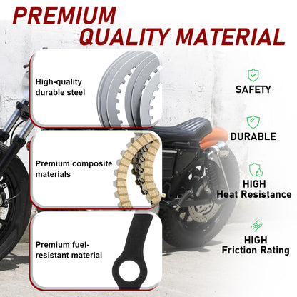 For Harley Sportster 2004-2017 Extra Clutch Plate Friction Steel Clutch Kit and Primary Cover Gasket Seal Kit