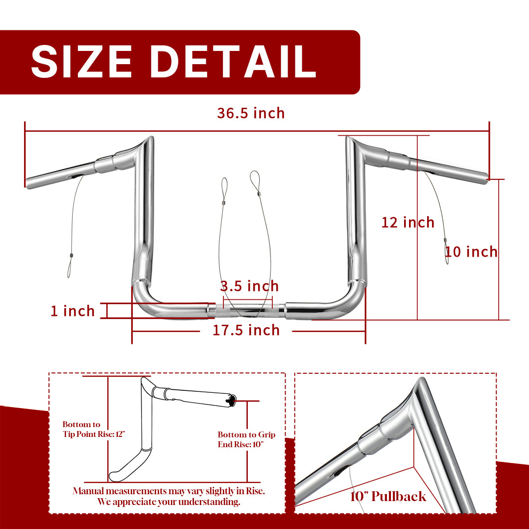 For Harley Touring 1986-2023 1.5 Inch Fat Rise Ape Hanger Bagger Handlebar