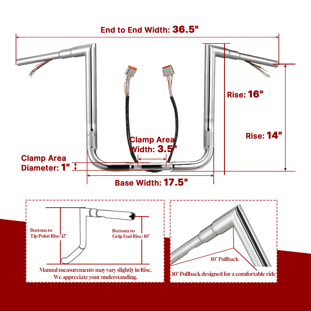 For Harley Touring 1996-2006 Prewired Right-angle Bagger Handlebar with CAN-Bus Wire