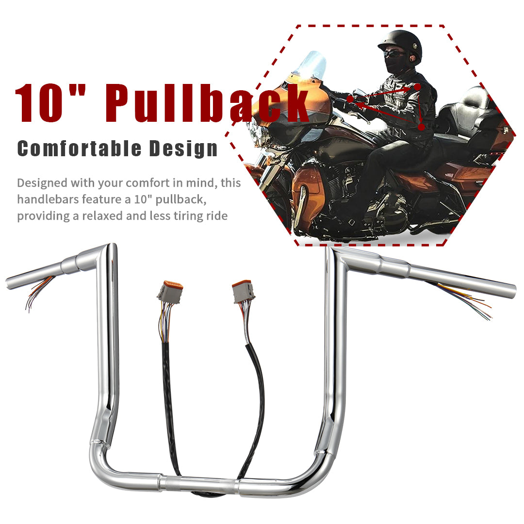 For Harley Touring 1996-2006 Prewired Right-angle Bagger Handlebar with CAN-Bus Wire