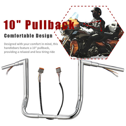 For Harley Touring 1996-2006 Prewired Right-angle Bagger Handlebar with CAN-Bus Wire