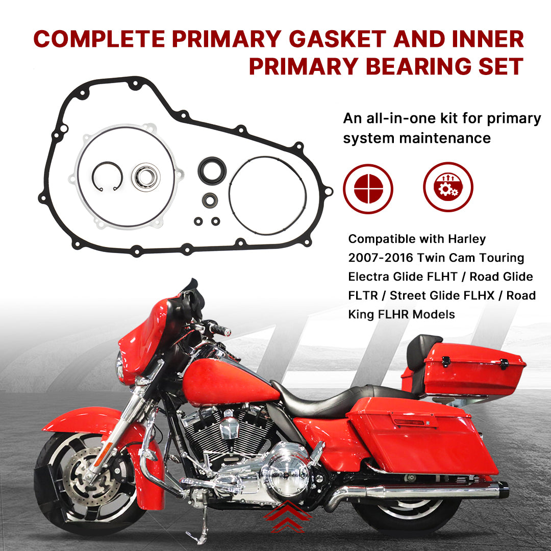 For Harley Touring 2007-2016 Twin Cam Primary Cover Gasket & Inner Primary Bearing Seal Kit