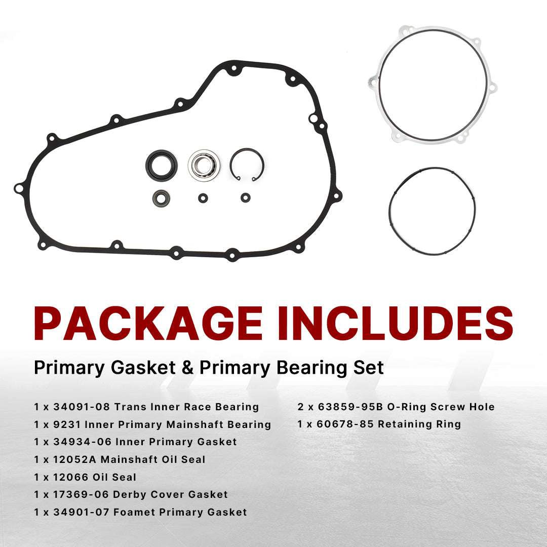 For Harley Touring 2007-2016 Twin Cam Primary Cover Gasket & Inner Primary Bearing Seal Kit