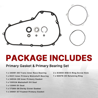 For Harley Touring 2007-2016 Twin Cam Primary Cover Gasket & Inner Primary Bearing Seal Kit