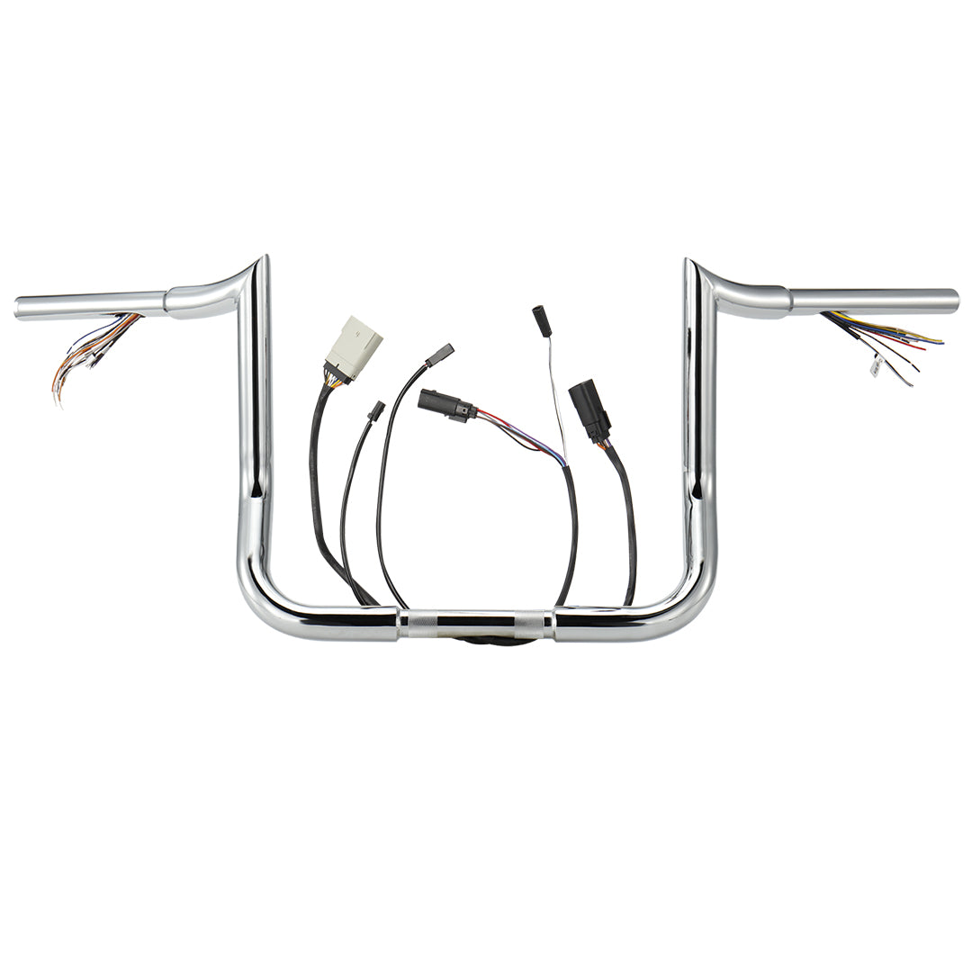 For Harley Touring 2008-2013 Meathook 1.25 Inch Fat Pre-wried Handlebars with CAN-Bus/TBW