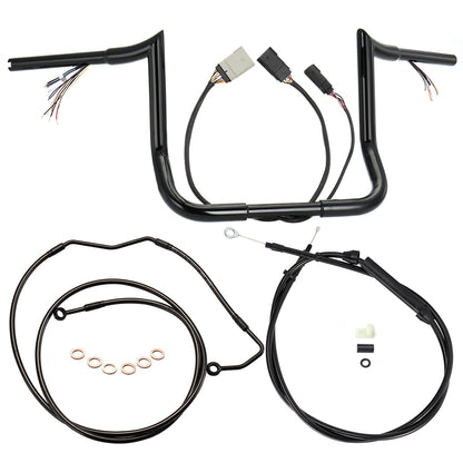 For Harley Touring 2008-2013 Meathook Prewired Ape Hangers Handlebars with Clutch Cable Brake Line