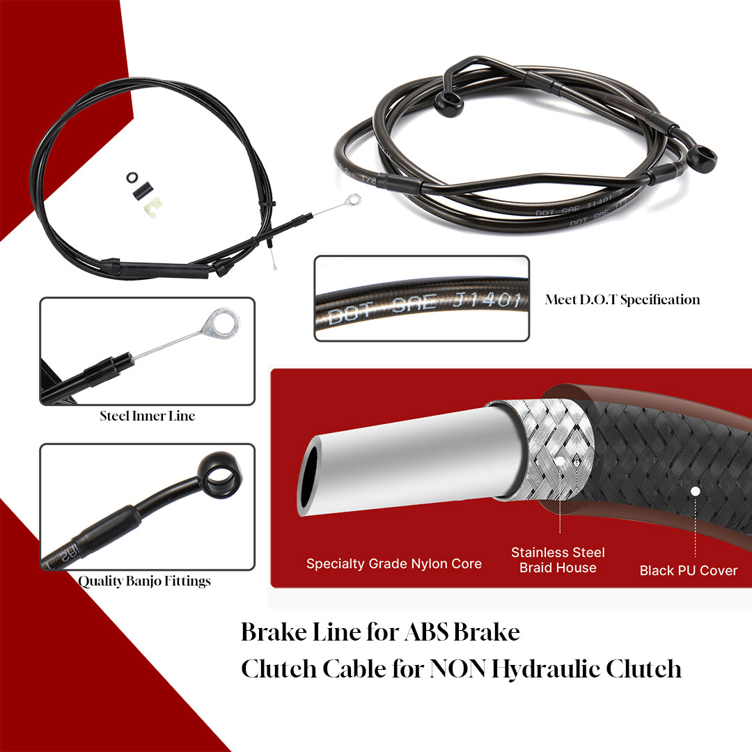 For Harley Touring 2008-2013 Meathook Prewired Ape Hangers Handlebars with Clutch Cable Brake Line