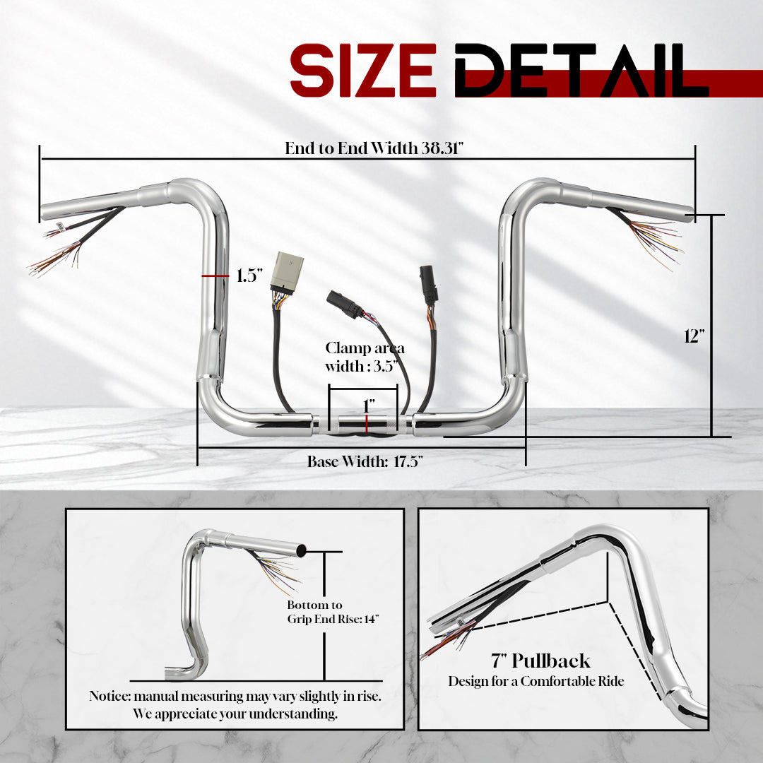For Harley Touring 2008-2013 Prewired Bagger Handlebars with CAN-Bus Wire and TBW