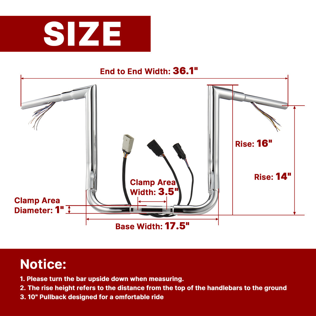 For Harley Touring 2008-2013 Right-angle Prewired Handlebars with CAN-Bus Wire and TBW