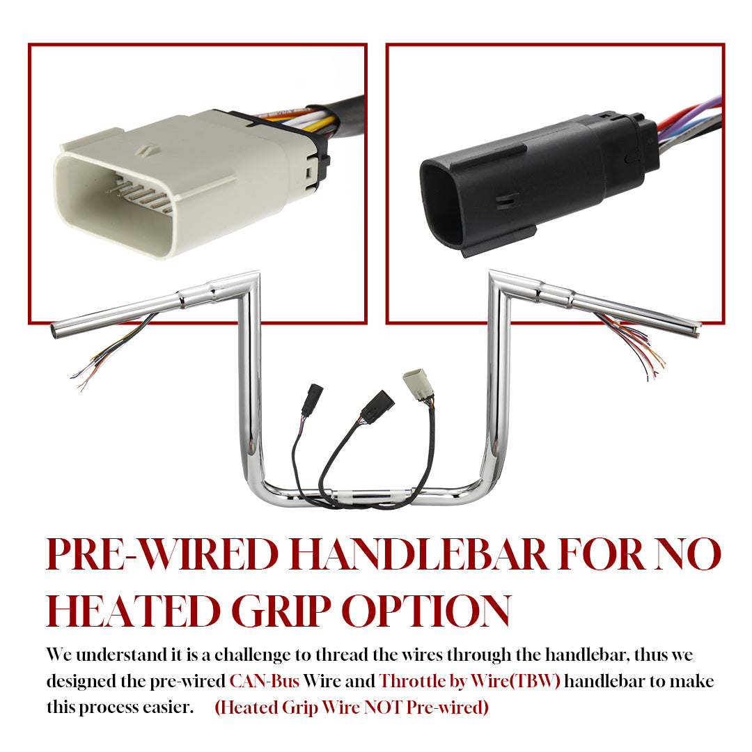 For Harley Touring 2008-2013 Right-angle Prewired Handlebars with CAN-Bus Wire and TBW