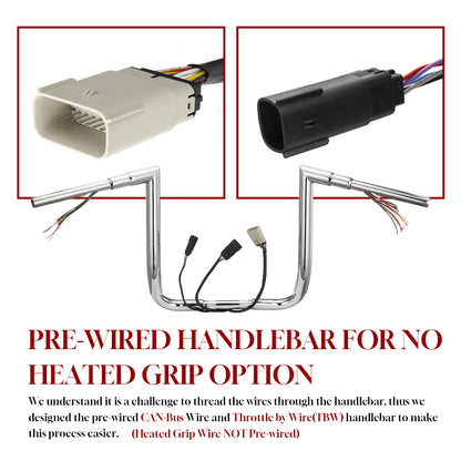 For Harley Touring 2008-2013 Right-angle Prewired Handlebars with CAN-Bus Wire and TBW
