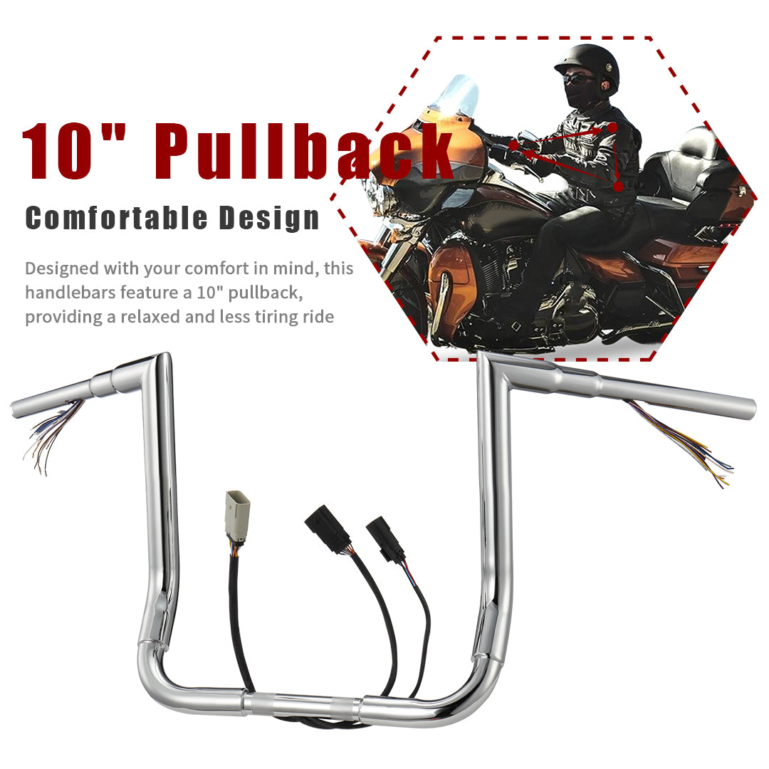 For Harley Touring 2008-2013 Right-angle Prewired Handlebars with CAN-Bus Wire and TBW