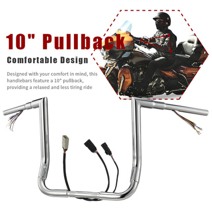 For Harley Touring 2008-2013 Right-angle Prewired Handlebars with CAN-Bus Wire and TBW