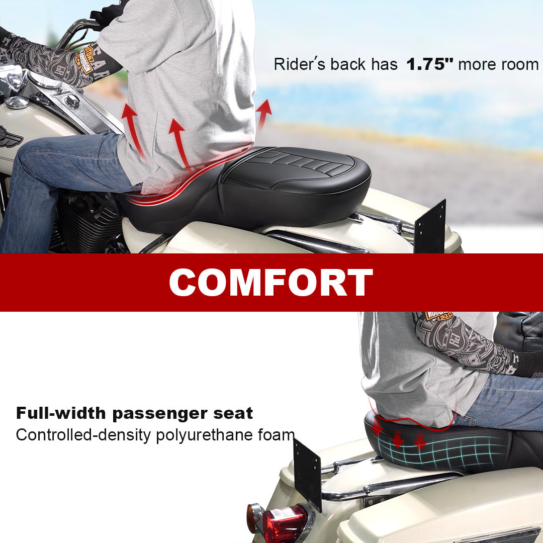 For Harley Touring 2008-2023 One-Piece Driver Passenger Seat