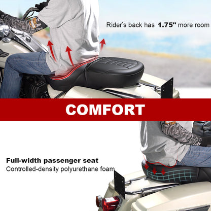 For Harley Touring 2008-2023 One-Piece Driver Passenger Seat