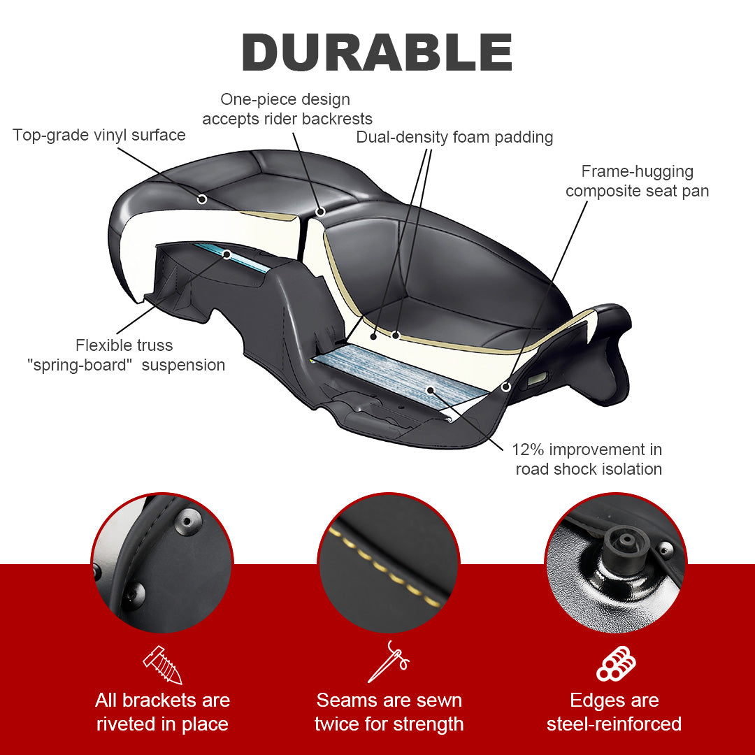 For Harley Touring 2008-2023 One-Piece Driver Passenger Seat