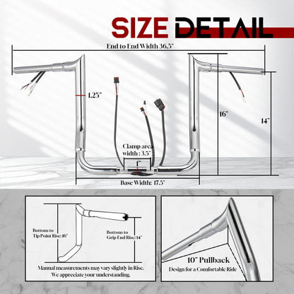 For Harley Touring 2014-2015 Prewired Handlebars 1.5 Inch Fat Ape Hangers