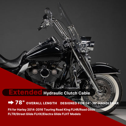 For Harley Touring 2014-2016 Hydraulic Clutch Cable Extension Line with 14/16 Inch Handlebars