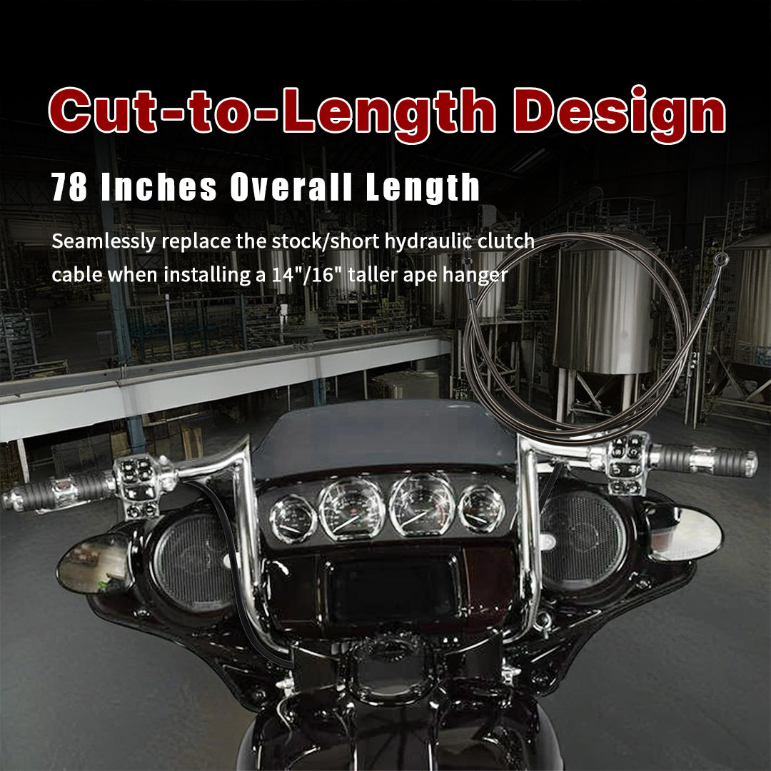 For Harley Touring 2014-2016 Hydraulic Clutch Cable Extension Line with 14/16 Inch Handlebars